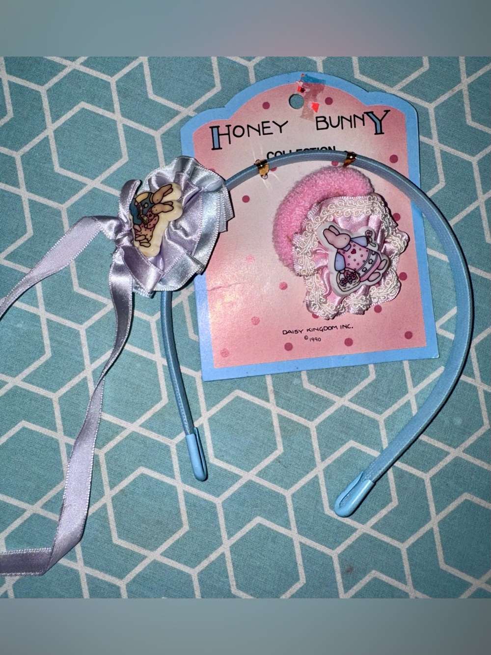 Daisy kingdom honey bunny Kids Pink & Light Blue Headband Set